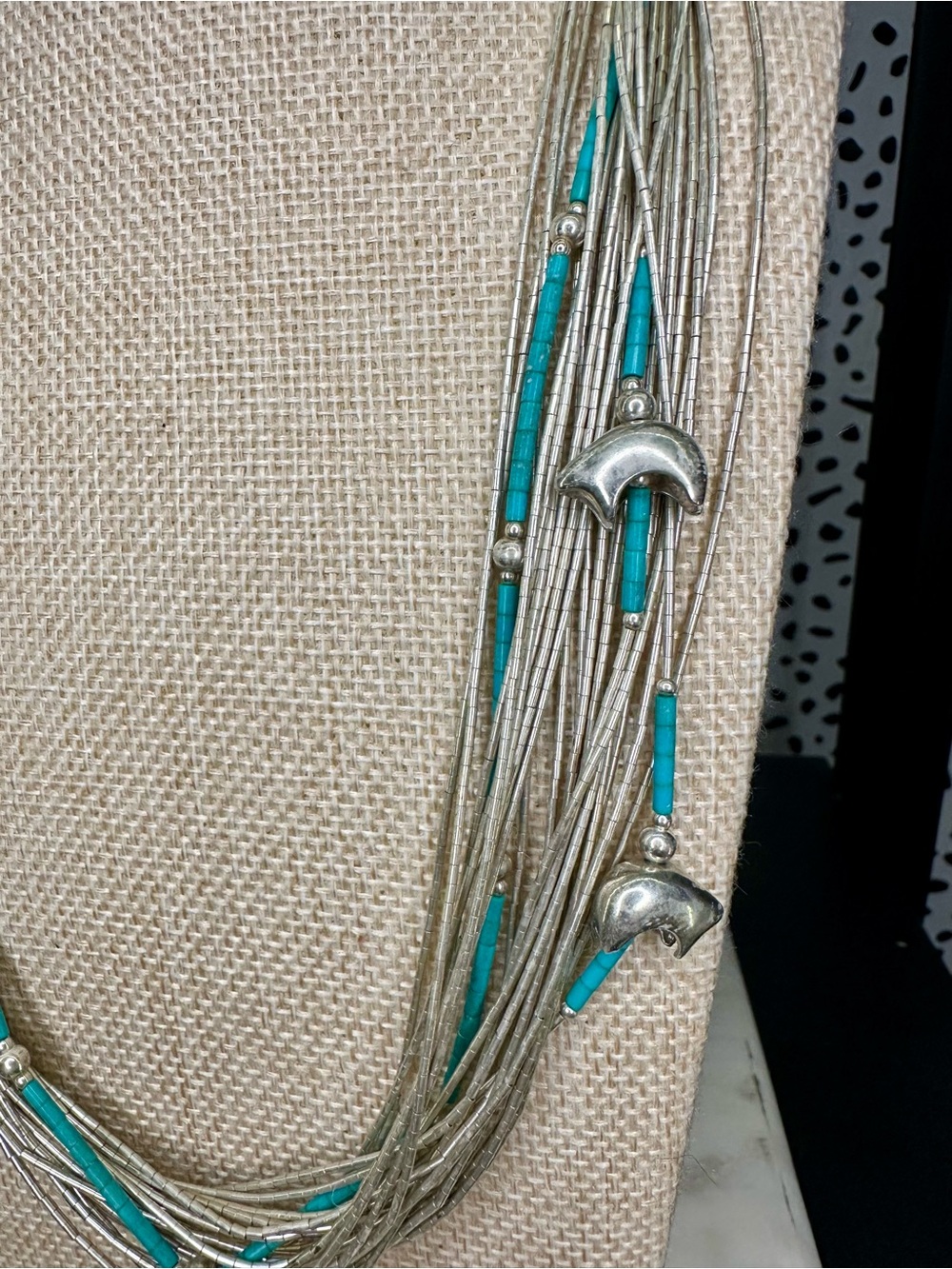 Carolyn Pollack Sterling Silver Liquid Fetish Bear Turquoise 23 Strand Necklace - Picture 3 of 10